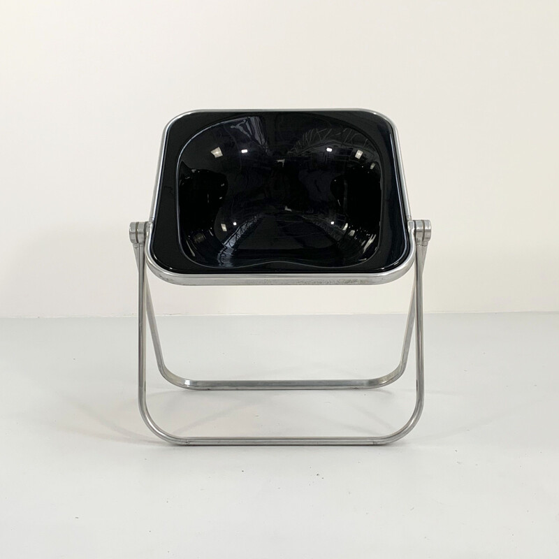 Black vintage Plona armchair by Giancarlo Piretti for Castelli, 1970s