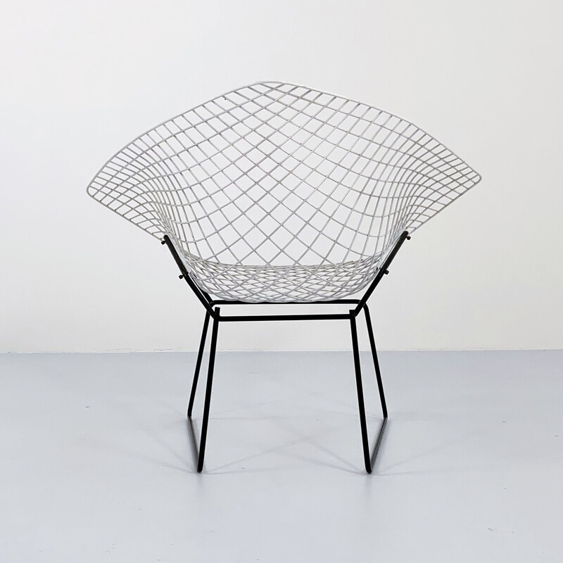 Vintage black & white Diamond armchair by Harry Bertoia for Knoll, 1960s