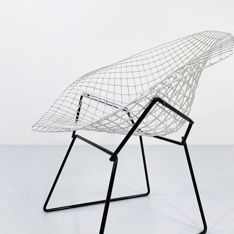 Vintage black & white Diamond armchair by Harry Bertoia for Knoll, 1960s