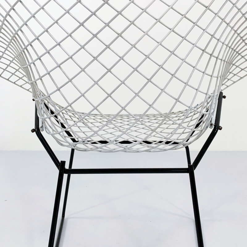 Fauteuil vintage Diamond noir et blanc par Harry Bertoia pour Knoll,  1960