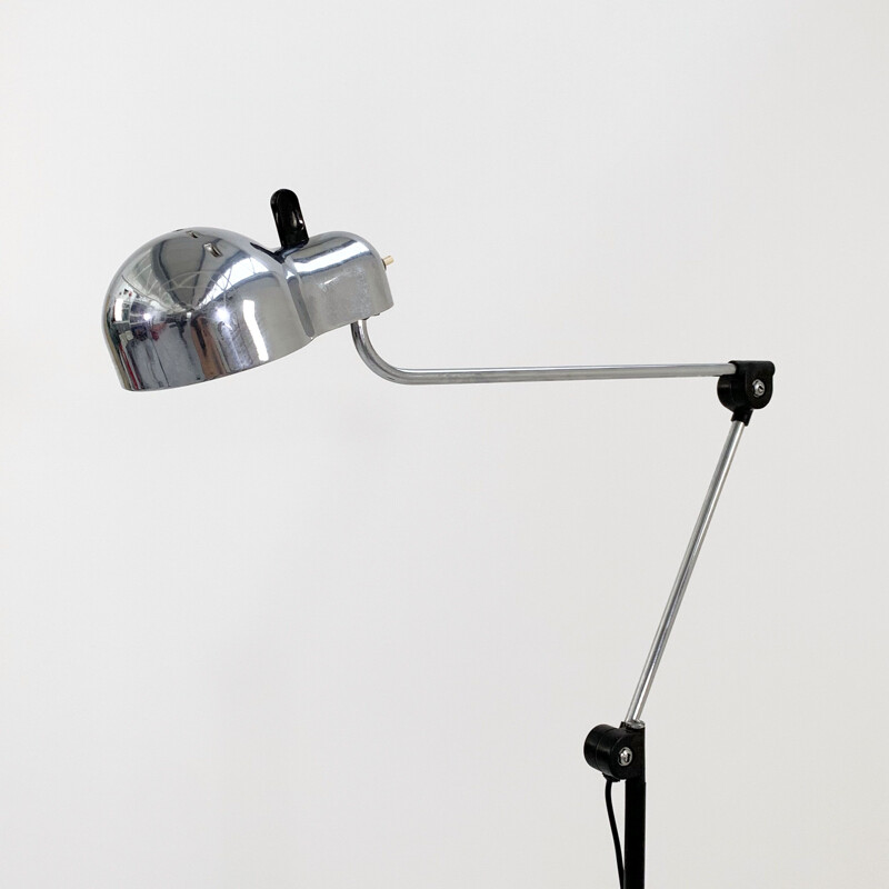 Vintage chromed Topo floor lamp by Joe Colombo for Stilnovo, 1970s