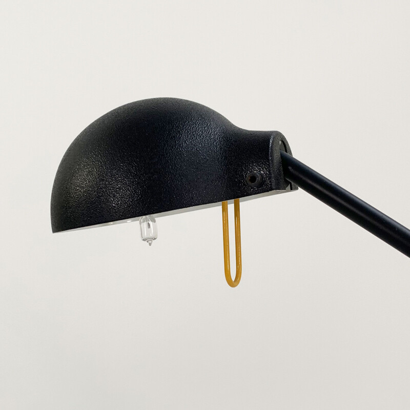 Lampe de bureau postmoderne vintage noire et jaune par Luci, 1980