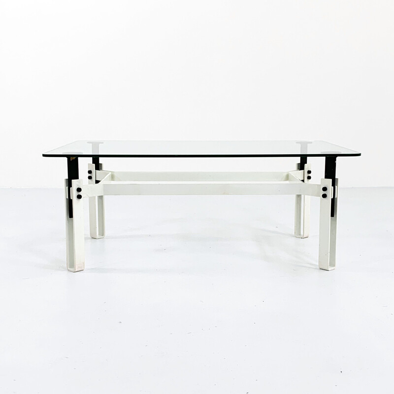 Vintage postmodern black & white coffee table in metal, 1980s