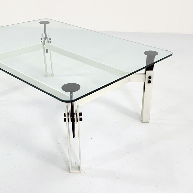 Vintage postmodern black & white coffee table in metal, 1980s