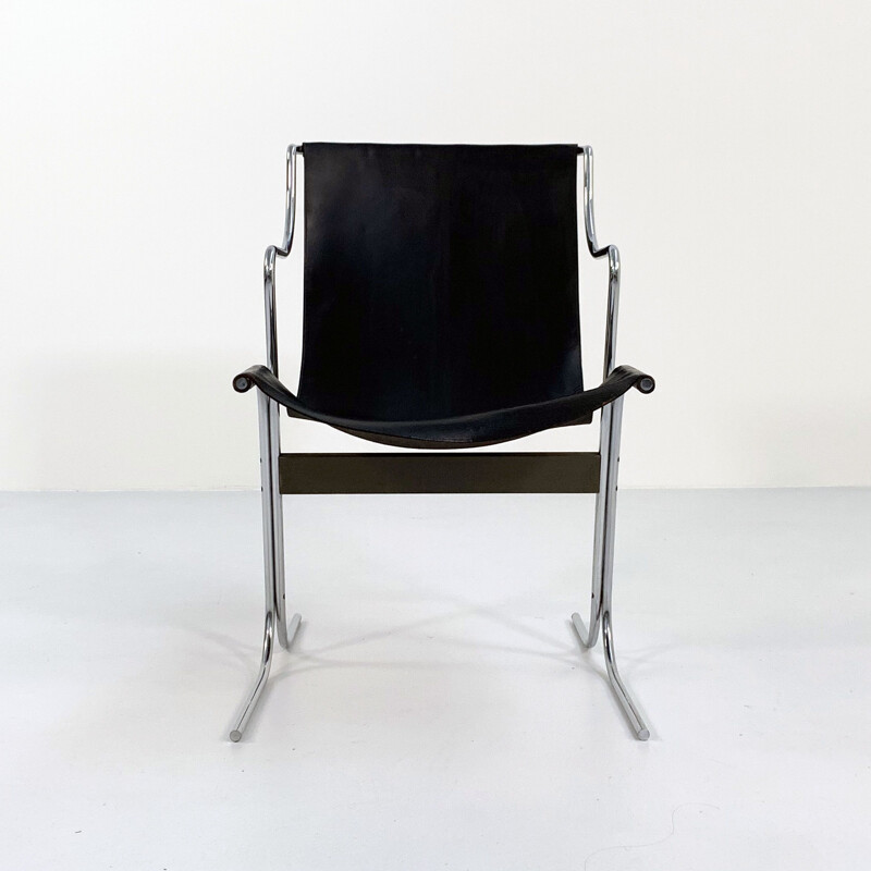 Mid century leather Cigno armchair by Ross Littell & Douglas Kelly for ICF De Padova, 1960s