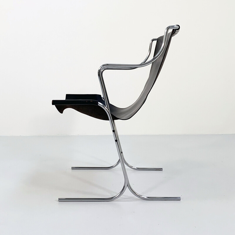 Mid century leather Cigno armchair by Ross Littell & Douglas Kelly for ICF De Padova, 1960s