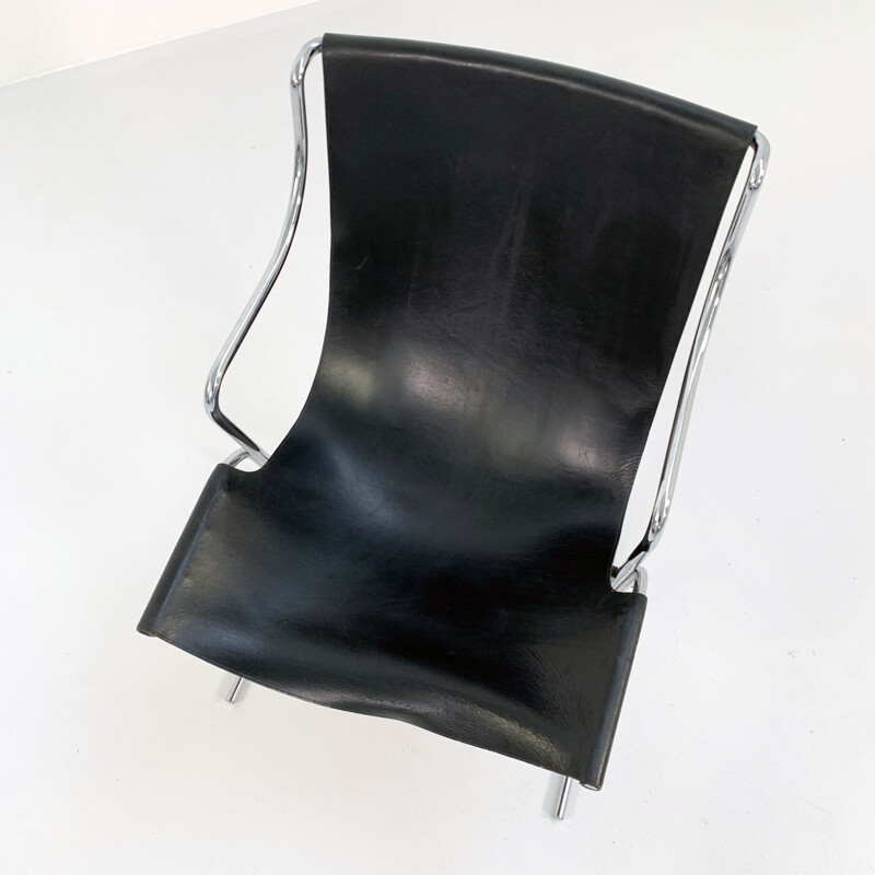 Mid century leather Cigno armchair by Ross Littell & Douglas Kelly for ICF De Padova, 1960s