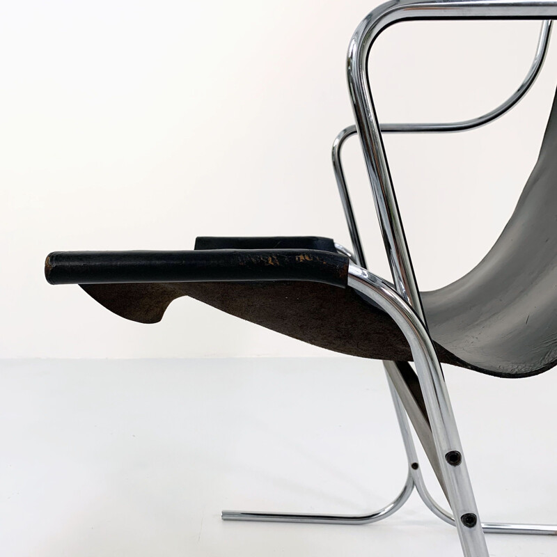 Mid century leather Cigno armchair by Ross Littell & Douglas Kelly for ICF De Padova, 1960s