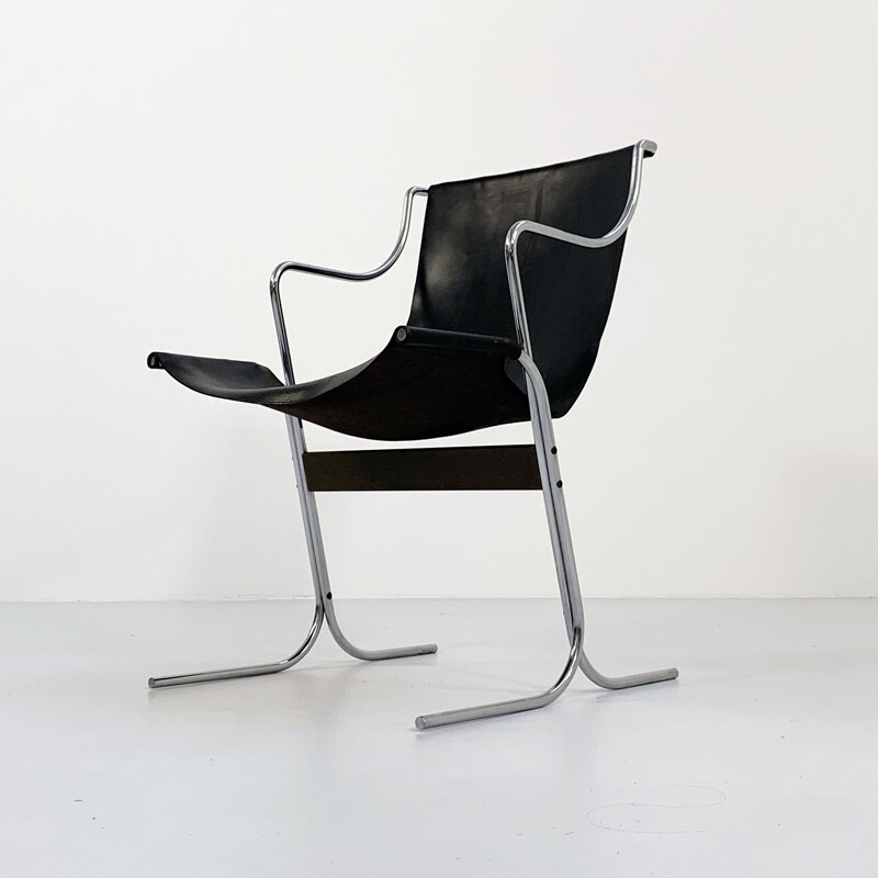 Mid century leather Cigno armchair by Ross Littell & Douglas Kelly for ICF De Padova, 1960s