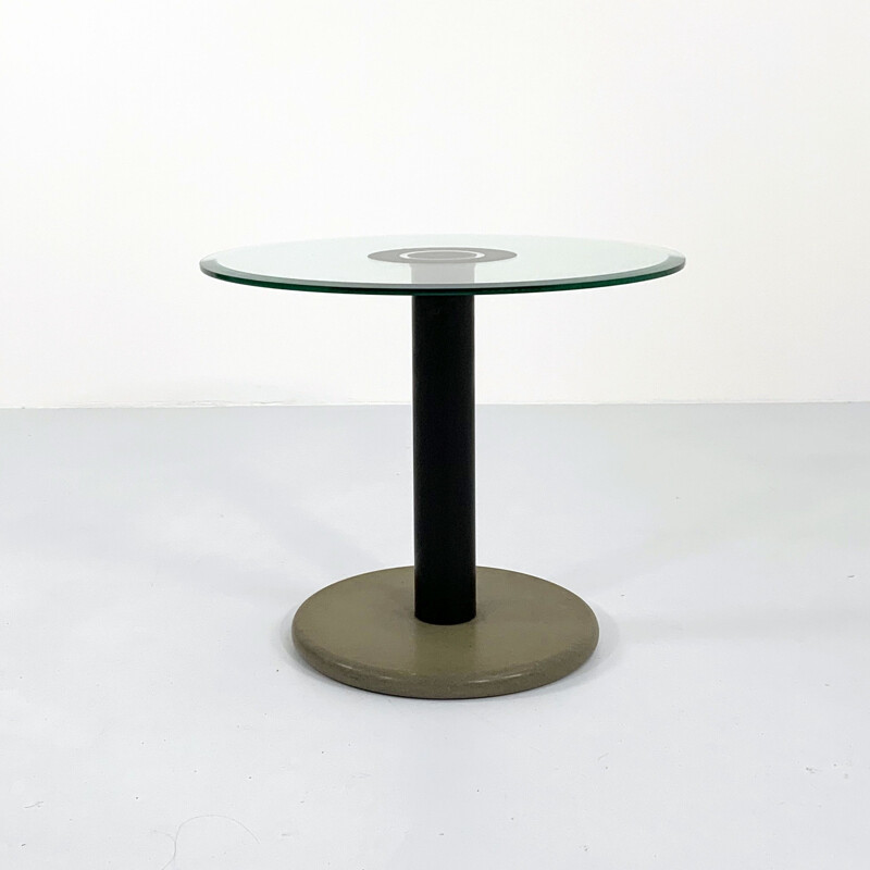 Table d'appoint vintage postmoderne en granit et verre, 1980