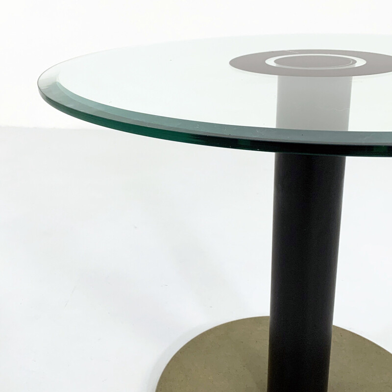 Postmodern vintage side table in Granite & Glass, 1980s