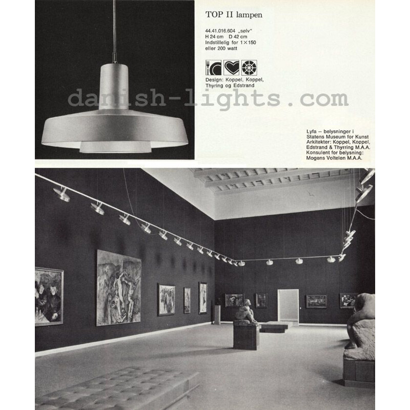 Mid century pendant lamp "Top II" by Eva and Nils Koppel for Lyfa, Denmark 1970s