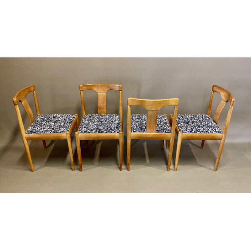 Set of 4 Scandinavian vintage oakwood chairs, 1950