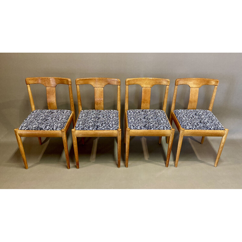Ensemble de 4 chaises scandinave vintage en chêne, 1950