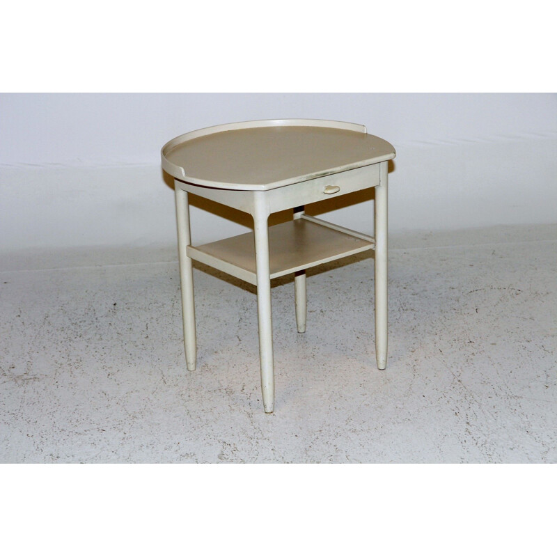 Table de chevet vintage en hêtre blanc, Suède 1960