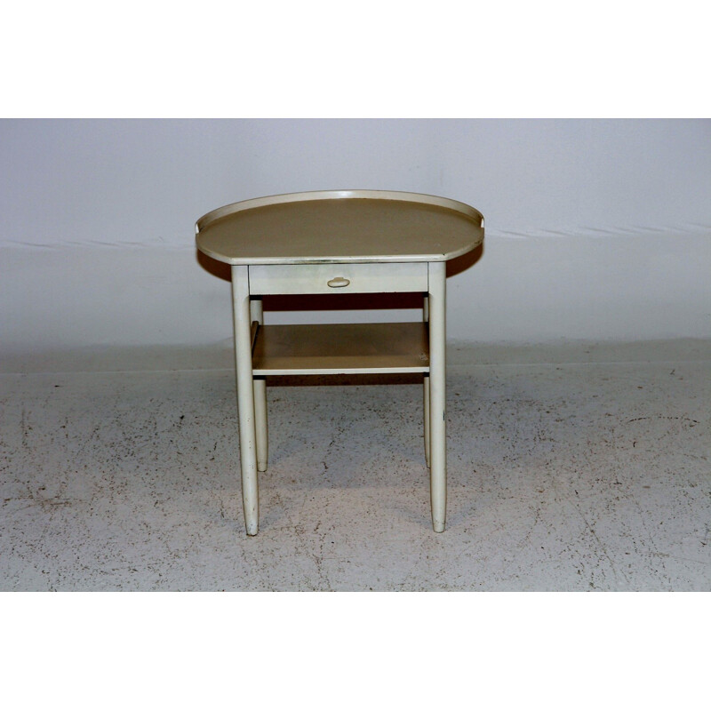 Table de chevet vintage en hêtre blanc, Suède 1960