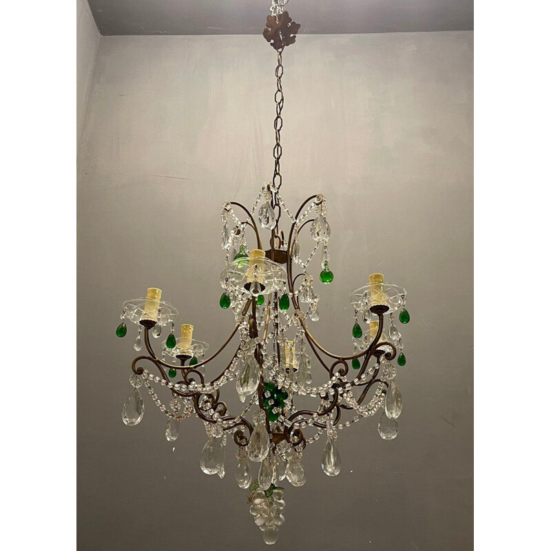 Vintage Murano glass chandelier with fruits, Italy