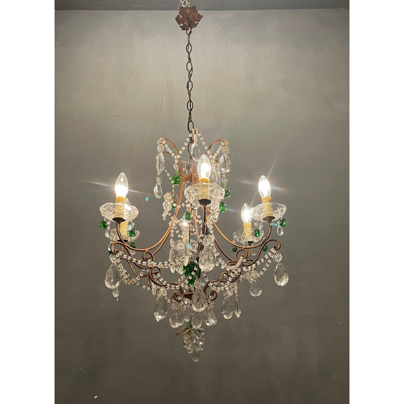 Vintage Murano glass chandelier with fruits, Italy