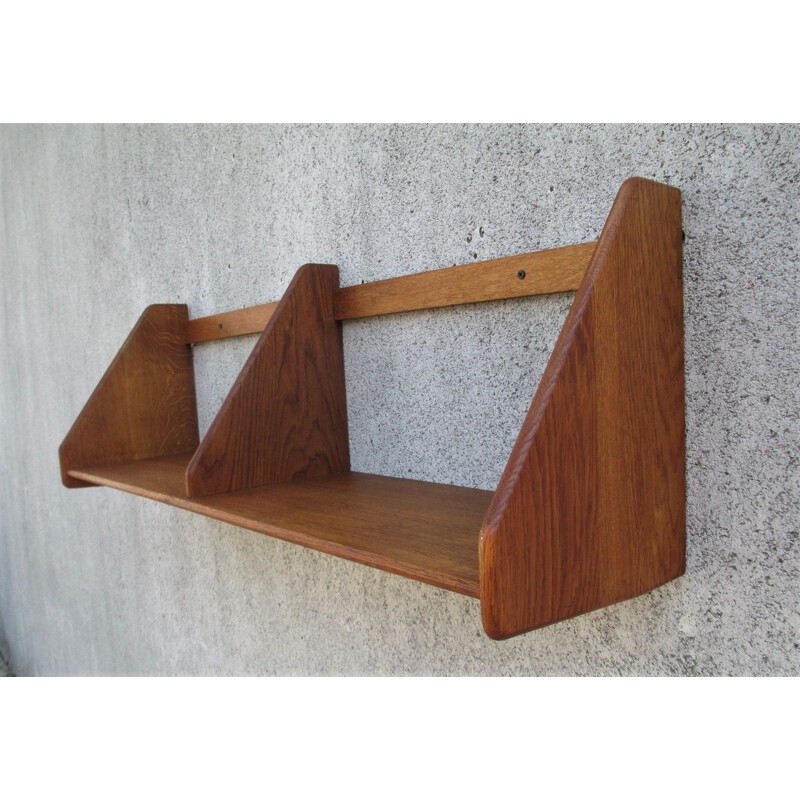 Mid century oakwood wall shelf by H. Wegner for Ry Møbelfabrik, Denmark 1960s