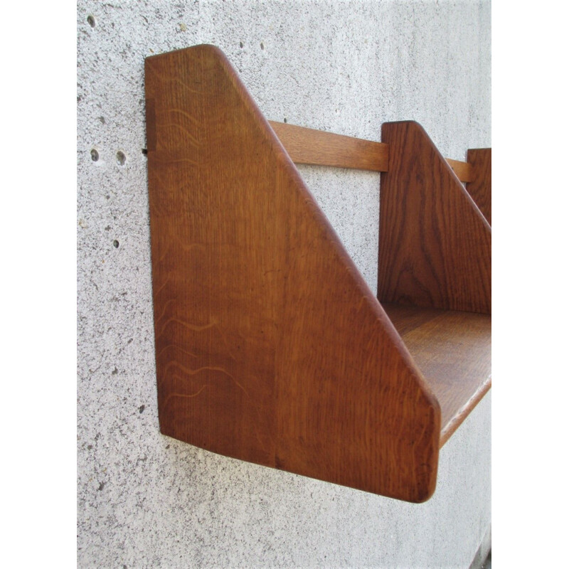 Mid century oakwood wall shelf by H. Wegner for Ry Møbelfabrik, Denmark 1960s