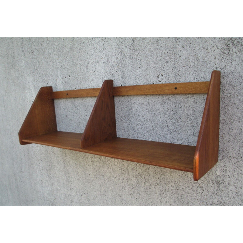 Mid century oakwood wall shelf by H. Wegner for Ry Møbelfabrik, Denmark 1960s