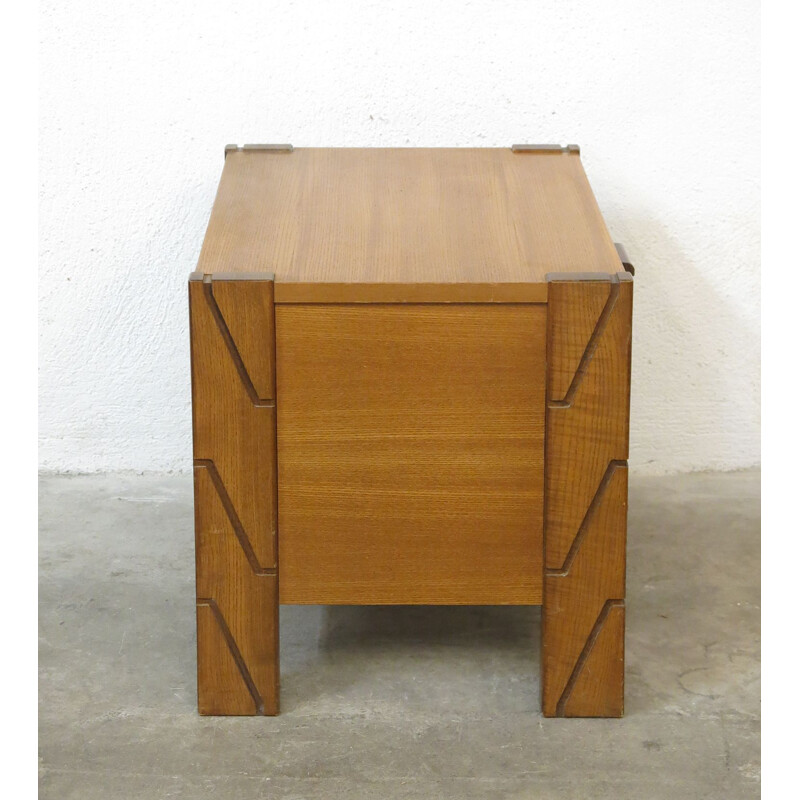 Vintage-Nachttisch aus gebeiztem Holz, 1970-1980
