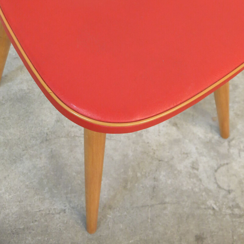 Vintage beechwood and red skai bistro chair, 1960
