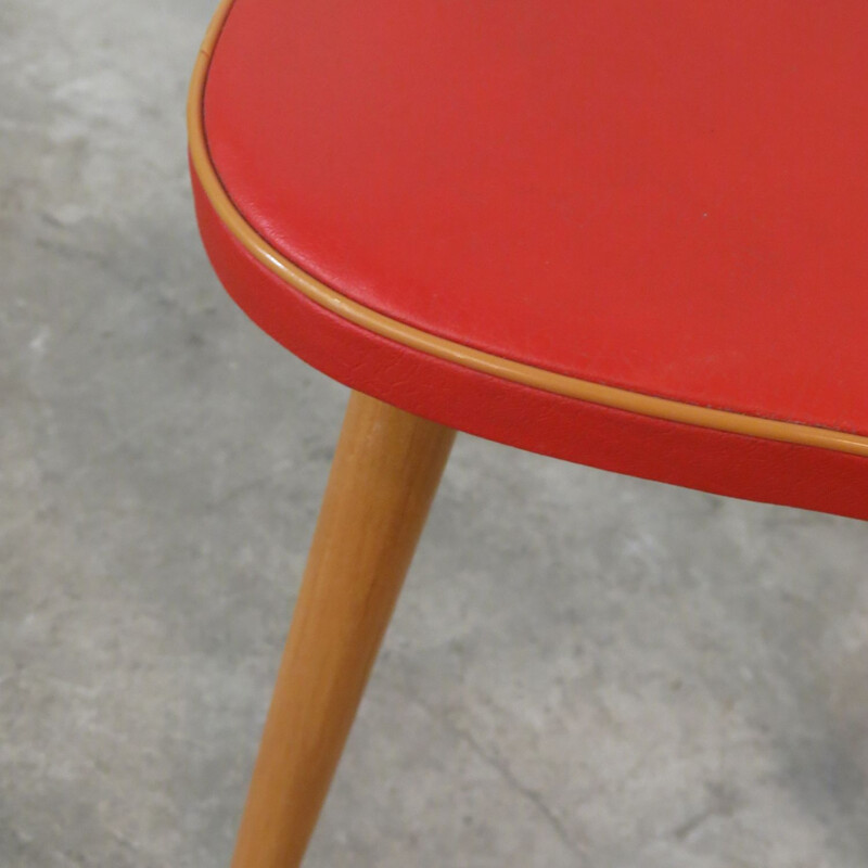 Vintage beechwood and red skai bistro chair, 1960