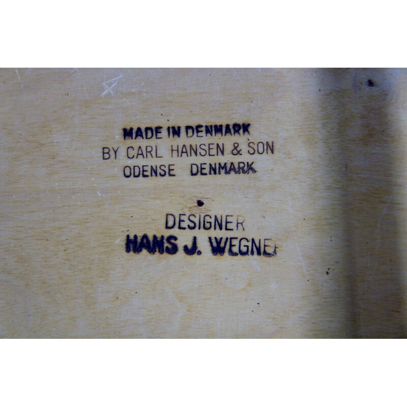 Satz von 4 Vintage-Stühlen aus Eiche und Leder von Hans j. Wegner für Carl Hansen
