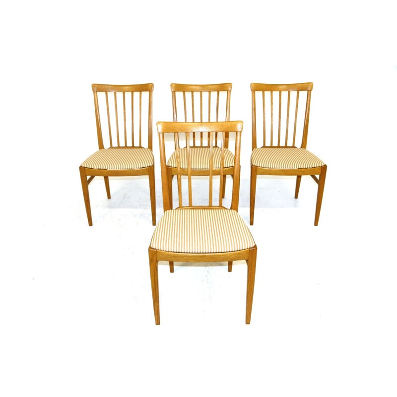 Set of 4 oakwood chairs by Carl Malmsten, Sweden 1970