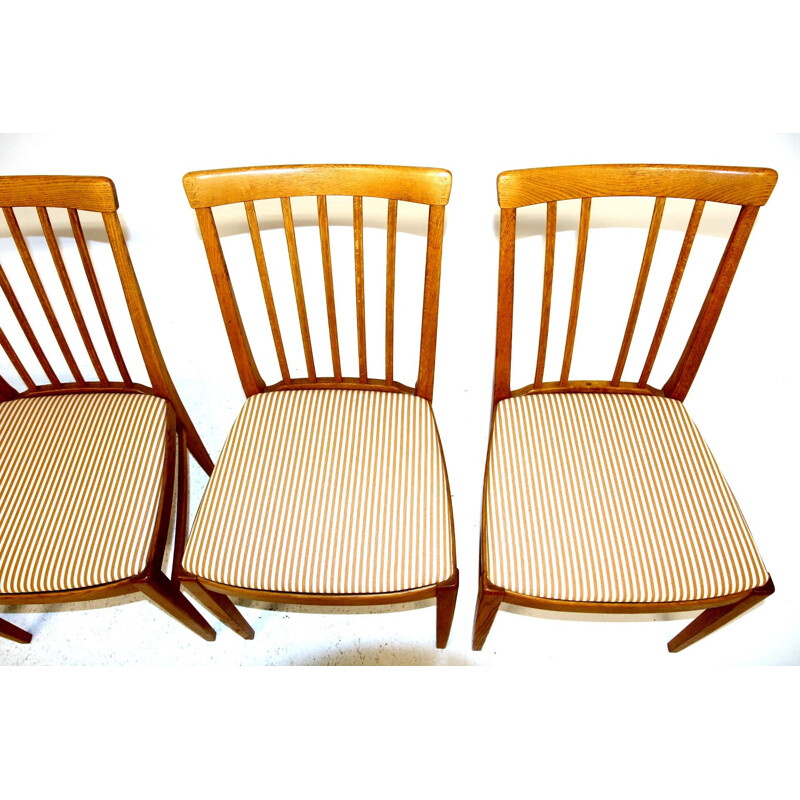 Set of 4 oakwood chairs by Carl Malmsten, Sweden 1970