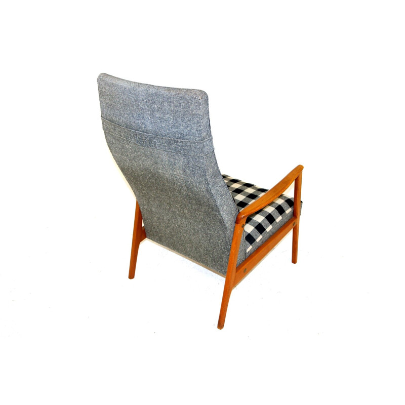 Scandinavian vintage armchair in beechwood and fabric, Sweden 1950