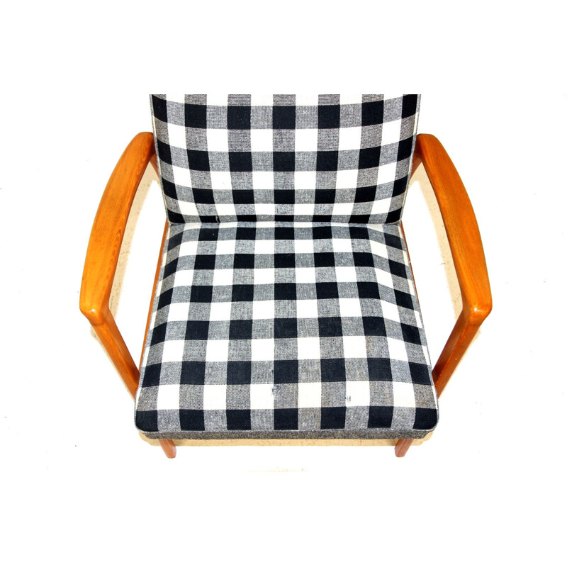 Scandinavian vintage armchair in beechwood and fabric, Sweden 1950