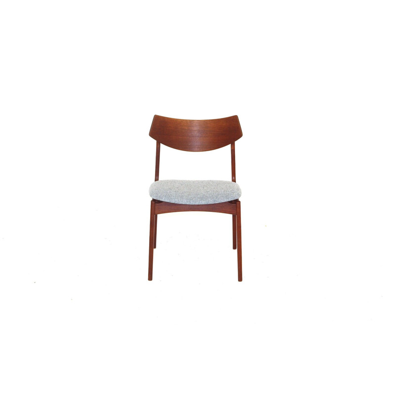 Set of 6 vintage teak and cotton chairs, Sweden 1960