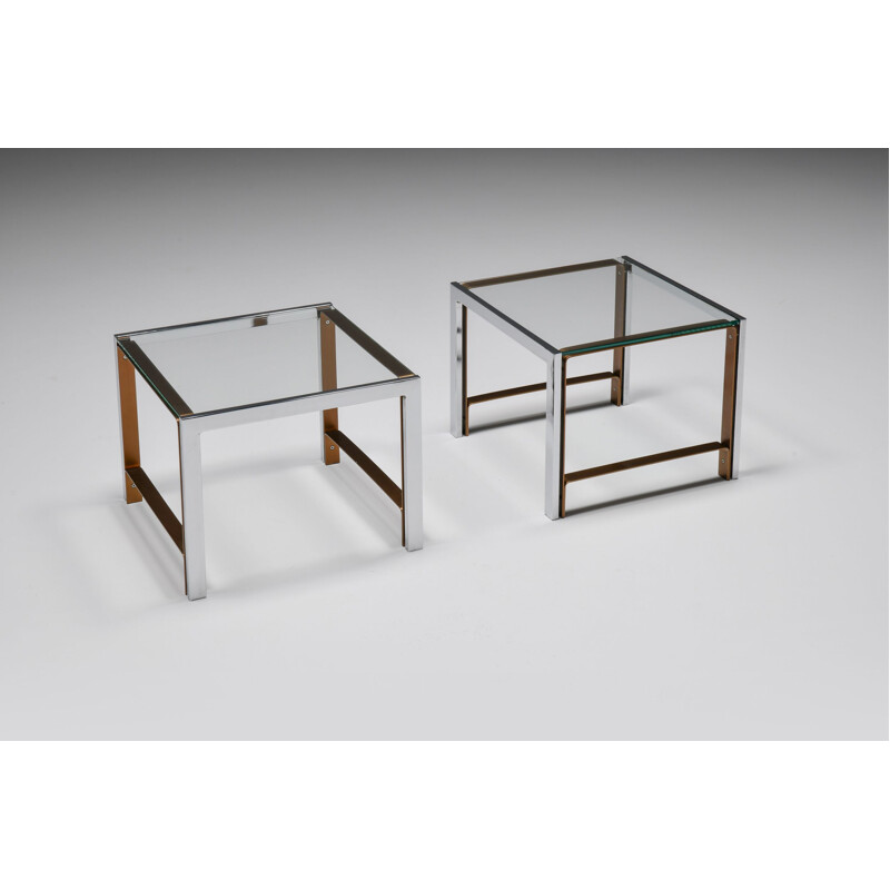 Pair of vintage glass side tables, 1950s