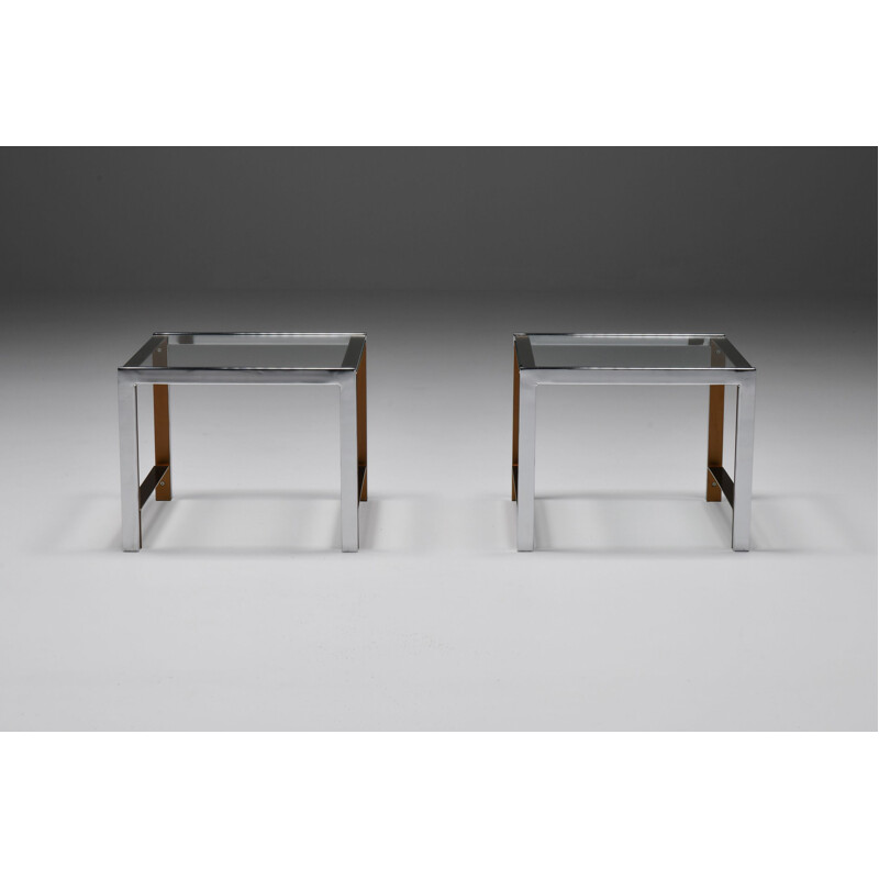Pair of vintage glass side tables, 1950s