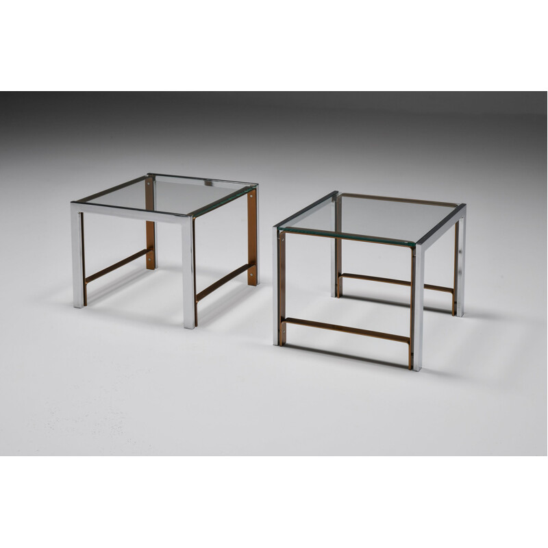 Pair of vintage glass side tables, 1950s