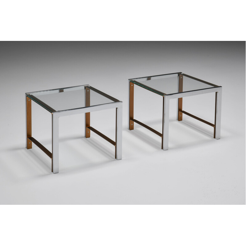 Pair of vintage glass side tables, 1950s