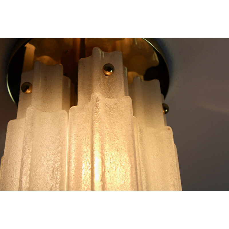 Vintage ceiling light in brass and glass by Glashütte Limburg, Germany 1970