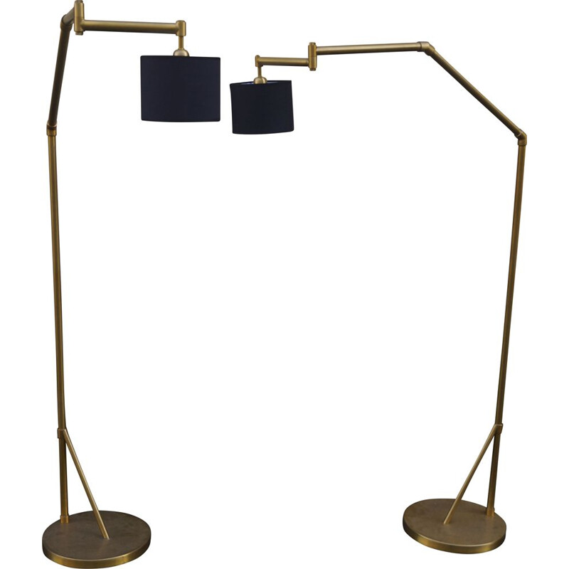 Pair of vintage brass adjustable floor lamps