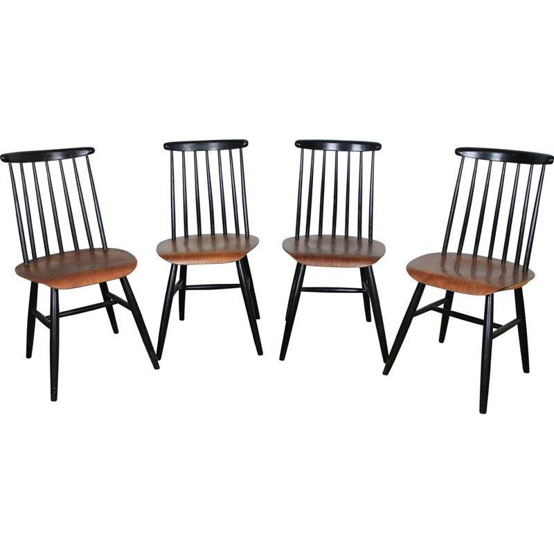 Set of 4 vintage Fanett chairs by Ilmari Tapiovaara, Finland 1960