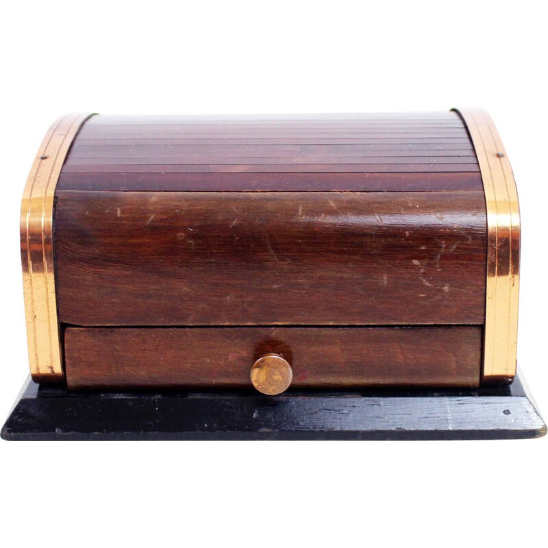 Vintage Art Deco cigar box with drawer ashtray, 1930