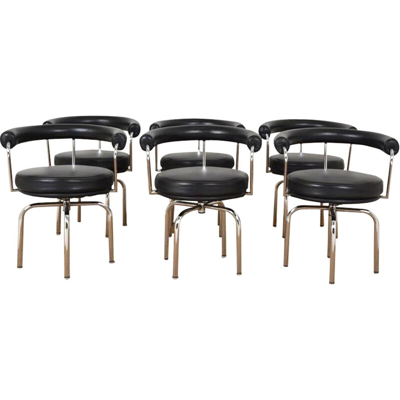 Set of 6 vintage swivel armchairs "LC 7" by Le Corbusier, Perriand and Jeanneret for Cassina, 1980