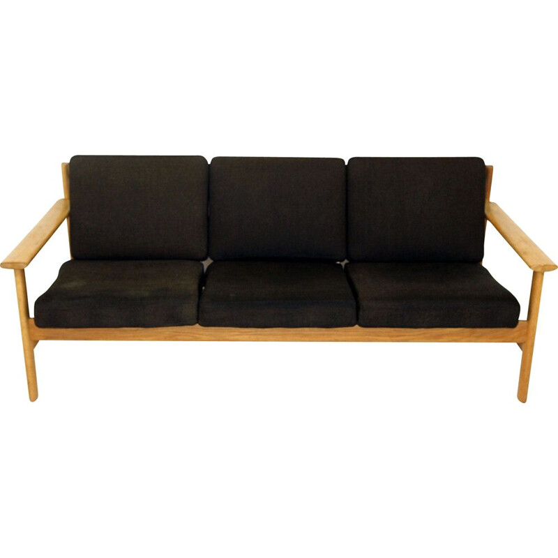 Vintage 3 seater oakwood sofa, Sweden 1960