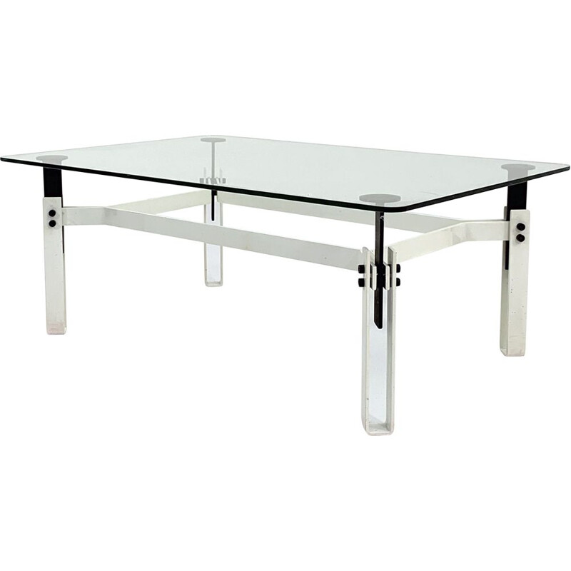 Vintage postmodern black & white coffee table in metal, 1980s