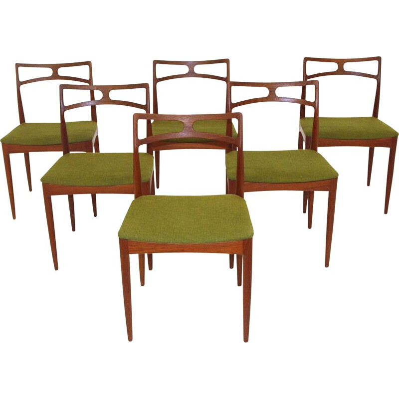 Set of 6 vintage teak chairs model 94 by Johannes Andersen for Linneberg, Denmark 1960