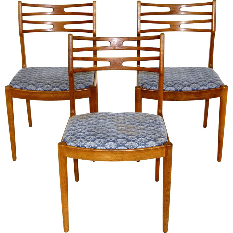 Ensemble de 3 chaises vintage en chêne, Suède 1960
