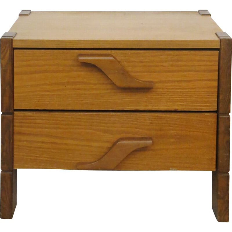 Table de chevet vintage en bois teinte, 1970-1980