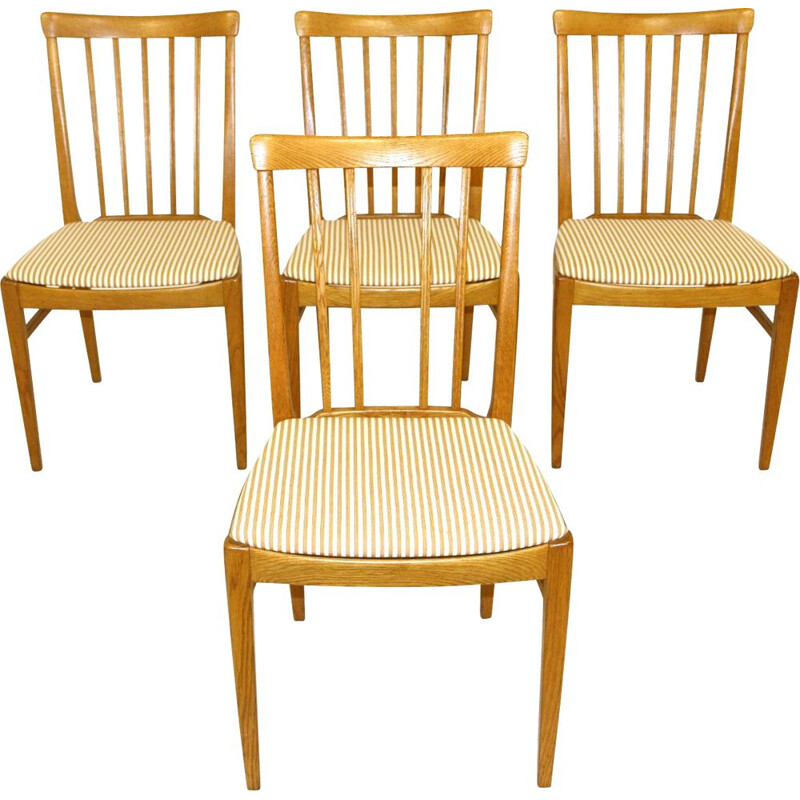 Set of 4 oakwood chairs by Carl Malmsten, Sweden 1970