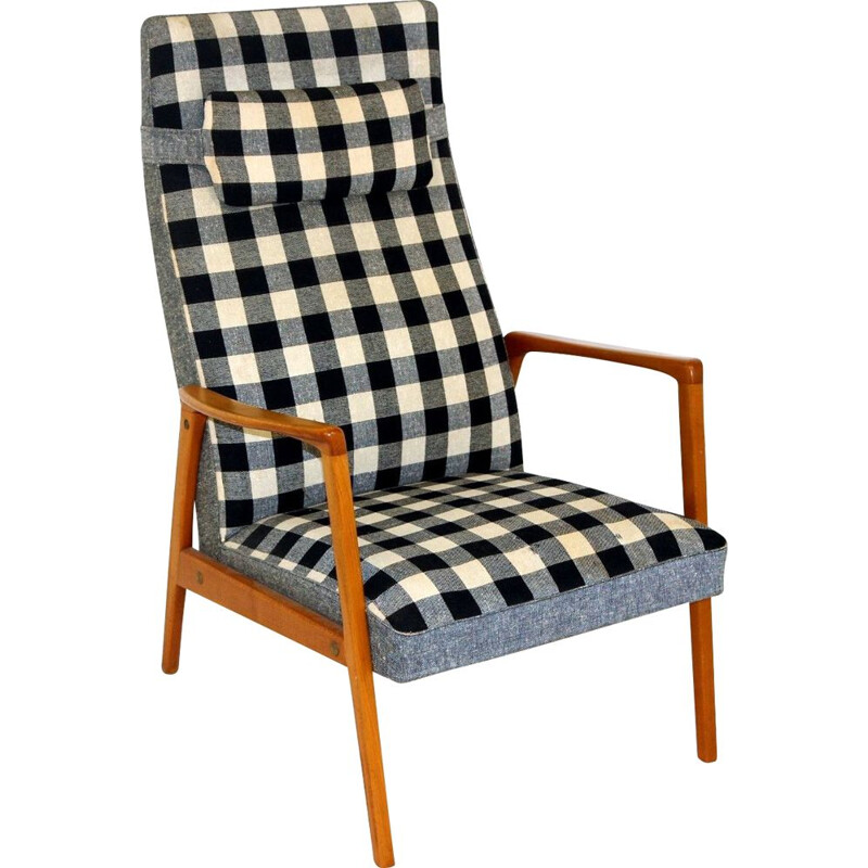 Scandinavian vintage armchair in beechwood and fabric, Sweden 1950